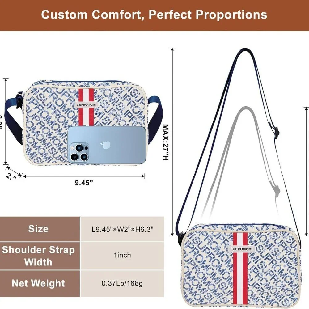 Women's Crossbody Bag Nylon Signature Print Travel Purse Organizer